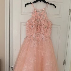 NWT Camille Blush Pink A-Line Floral Lace Gown